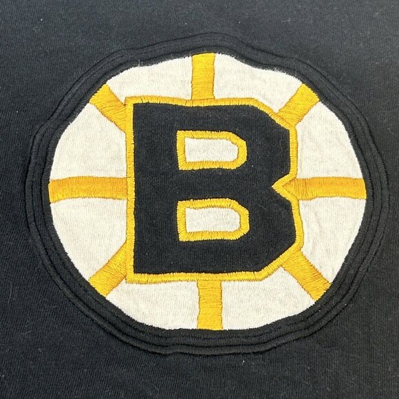 Boston Bruins Shirt Women's M Black Yellow Mitchell & Ness 3/4 Sleeve Henley NHL - Picture 2 of 9